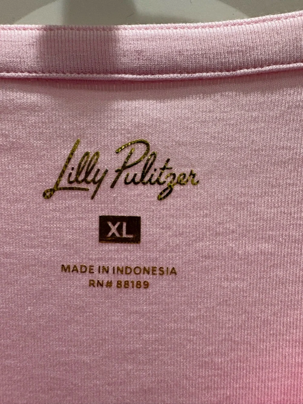 Lilly Pulitzer Light Pink Puff Sleeve Henley - Picture 3 of 4